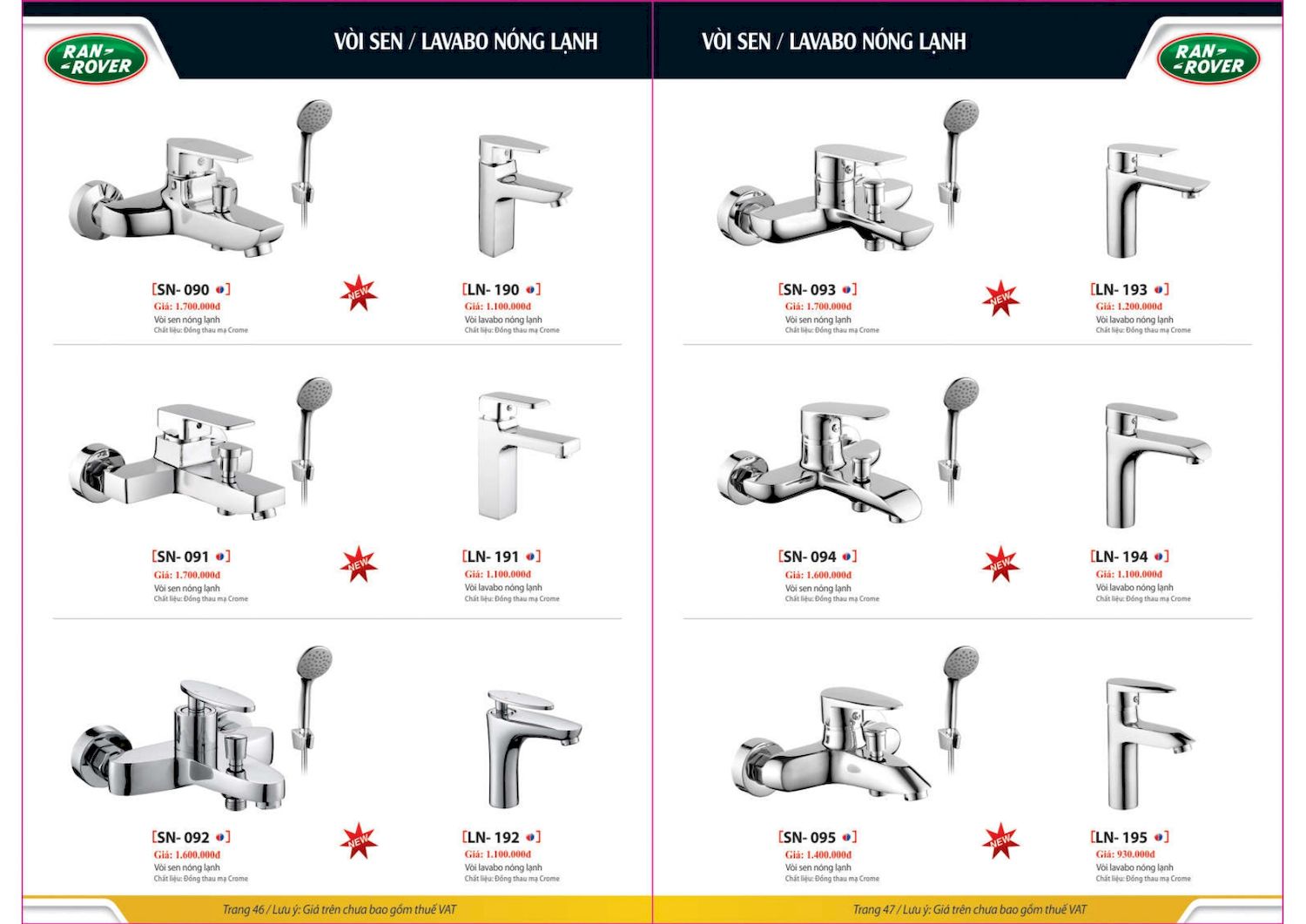 Thiết bị vệ sinh RANROVER Catalogue và Bảng giá mới nhất /Page 24
